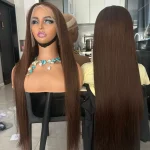 Chocolate Brown Straight Hair Frontal Wig