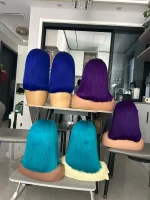 Blue Colored Wig Bob Wig - Image 3