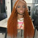 #350 Ginger Curly Hair Color Frontal Wig
