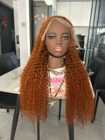 #350 Ginger Curly Hair Color Frontal Wig