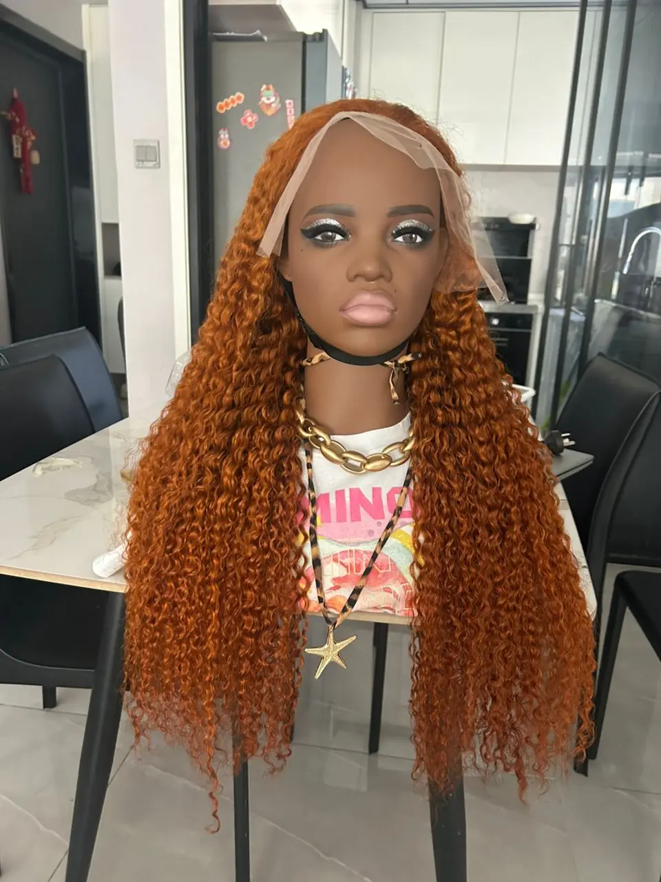 ginger curly #350 Ginger Curly Hair Color Frontal Wig - Image 1