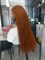 #350 Ginger Curly Hair Color Frontal Wig - Image 2