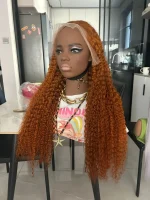 #350 Ginger Curly Hair Color Frontal Wig - Image 3
