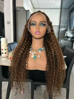 4/27 Color Highlight Curly Hair Frontal Wig