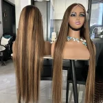 4/27 Color Highlight Straight Hair Frontal Wig