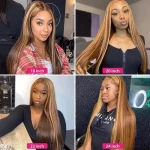4/27 Color Highlight Straight Hair Frontal Wig - Image 3