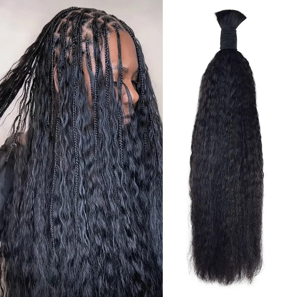kinky straight Bulk Hair for Human Hair2 Bulk Hair Kinky Straight Hair Natural Black - Image 1