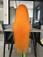 Orange Colored Wig Straight Hair - Image 3