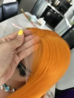 Orange Colored Wig Straight Hair - Image 2