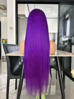 Purple Colored Wig Straight Hair - Image 2