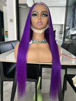 Purple Colored Wig Straight Hair