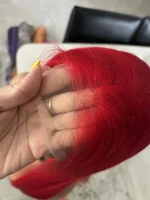 Red Colored Wig Straight Hair - Image 3