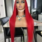 Red Colored Wig Straight Hair