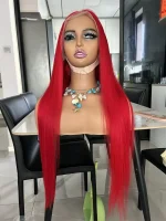 Red Colored Wig Straight Hair